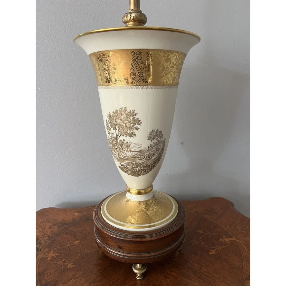 Vintage Rosenthal Porcelain Vase Table Lamp Rich Gold Accent 32